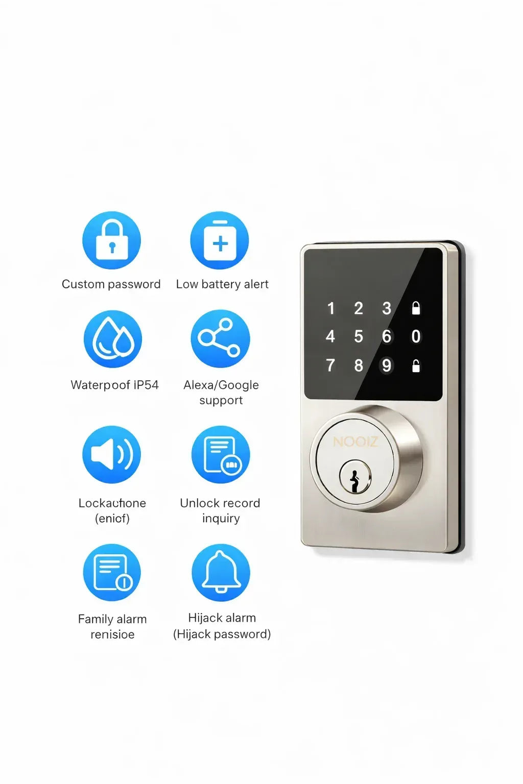 Smart Home WiFi Lock Keyless Entry Door Lock With Touchscreen Keypad APP Control Waterproof Grade IP54 Low Battery Alert - ArnoTech™